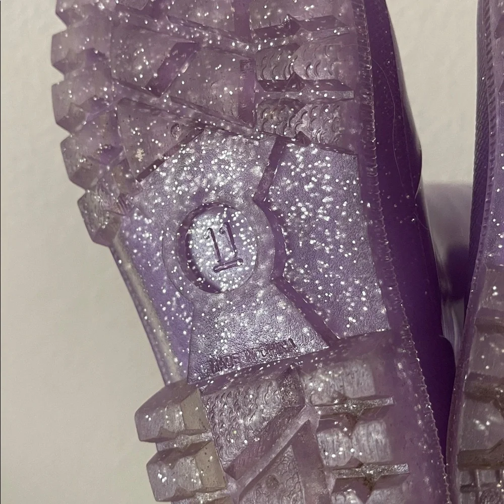 Purple glitter vinyl rain snow weather boots 11 little girls